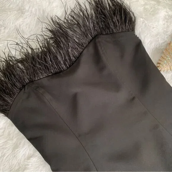 ASTR BLACK FEATHER‎ MINI DRESS - Picture 8 of 13